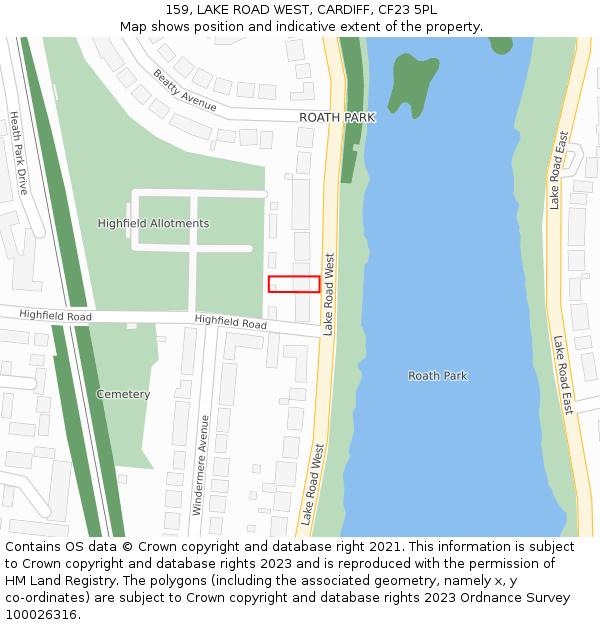 159, LAKE ROAD WEST, CARDIFF, CF23 5PL: Location map and indicative extent of plot
