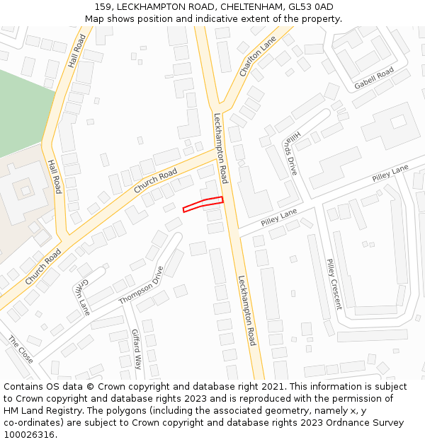 159, LECKHAMPTON ROAD, CHELTENHAM, GL53 0AD: Location map and indicative extent of plot