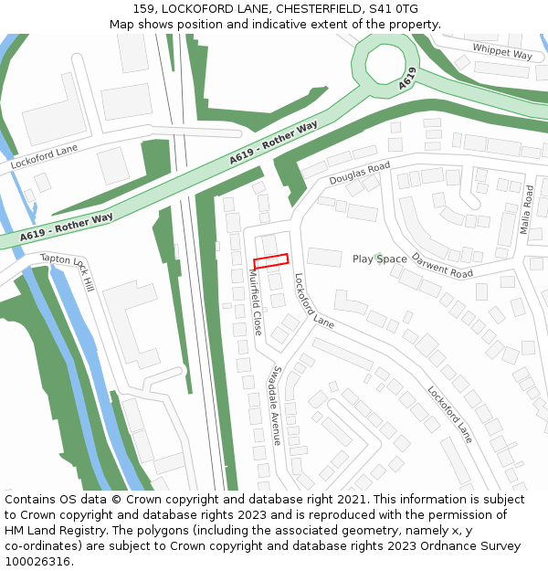 159, LOCKOFORD LANE, CHESTERFIELD, S41 0TG: Location map and indicative extent of plot