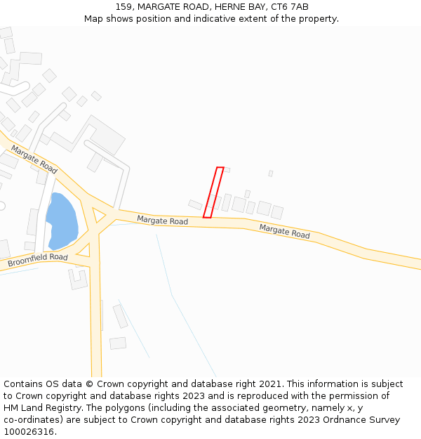 159, MARGATE ROAD, HERNE BAY, CT6 7AB: Location map and indicative extent of plot