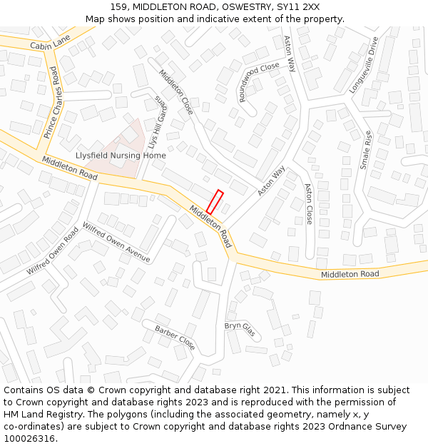 159, MIDDLETON ROAD, OSWESTRY, SY11 2XX: Location map and indicative extent of plot