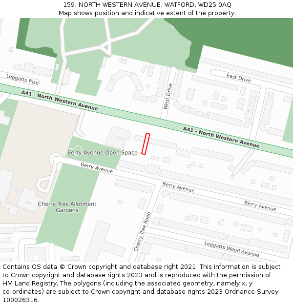 159, NORTH WESTERN AVENUE, WATFORD, WD25 0AQ: Location map and indicative extent of plot