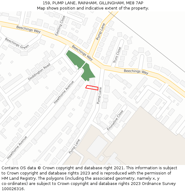 159, PUMP LANE, RAINHAM, GILLINGHAM, ME8 7AP: Location map and indicative extent of plot