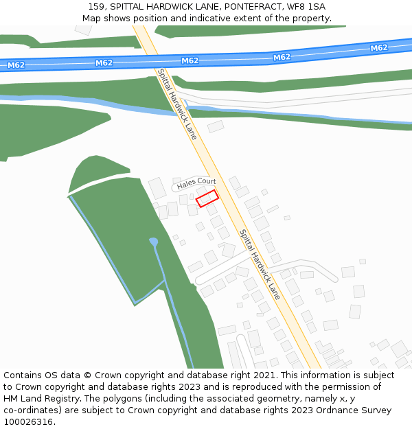 159, SPITTAL HARDWICK LANE, PONTEFRACT, WF8 1SA: Location map and indicative extent of plot
