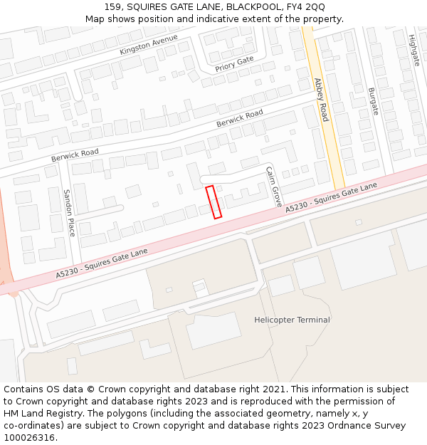 159, SQUIRES GATE LANE, BLACKPOOL, FY4 2QQ: Location map and indicative extent of plot