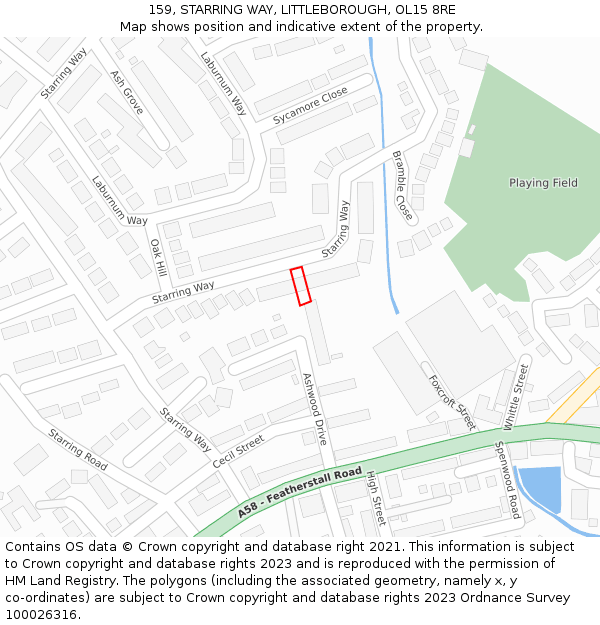 159, STARRING WAY, LITTLEBOROUGH, OL15 8RE: Location map and indicative extent of plot