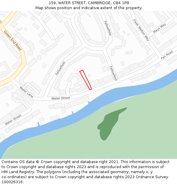 159, WATER STREET, CAMBRIDGE, CB4 1PB: Location map and indicative extent of plot