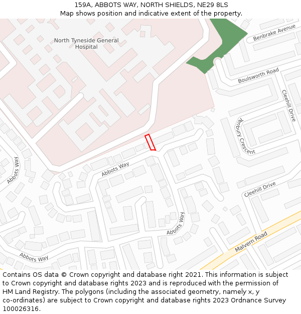 159A, ABBOTS WAY, NORTH SHIELDS, NE29 8LS: Location map and indicative extent of plot