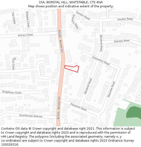 15A, BORSTAL HILL, WHITSTABLE, CT5 4NA: Location map and indicative extent of plot