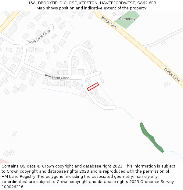 15A, BROOKFIELD CLOSE, KEESTON, HAVERFORDWEST, SA62 6FB: Location map and indicative extent of plot