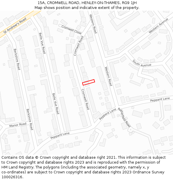 15A, CROMWELL ROAD, HENLEY-ON-THAMES, RG9 1JH: Location map and indicative extent of plot