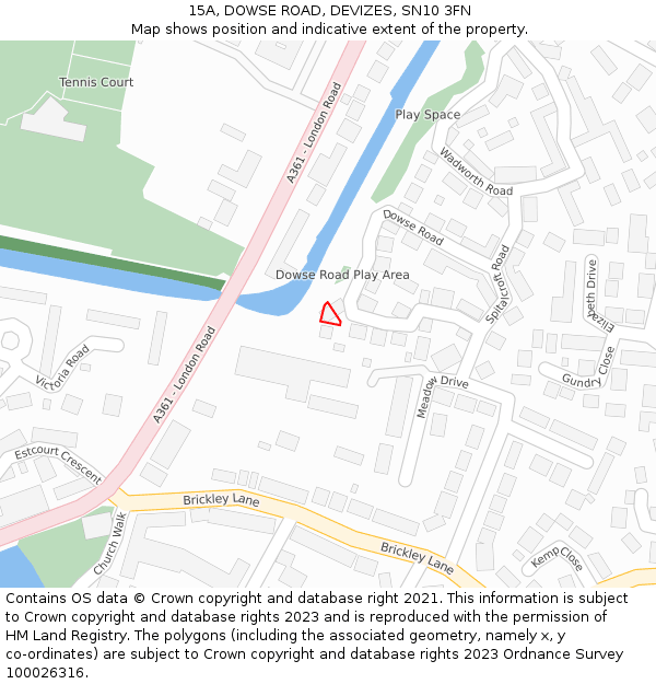 15A, DOWSE ROAD, DEVIZES, SN10 3FN: Location map and indicative extent of plot