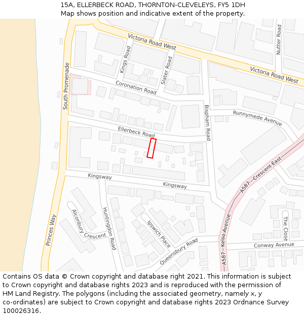 15A, ELLERBECK ROAD, THORNTON-CLEVELEYS, FY5 1DH: Location map and indicative extent of plot