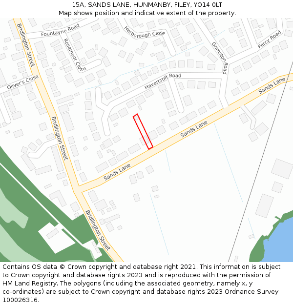 15A, SANDS LANE, HUNMANBY, FILEY, YO14 0LT: Location map and indicative extent of plot