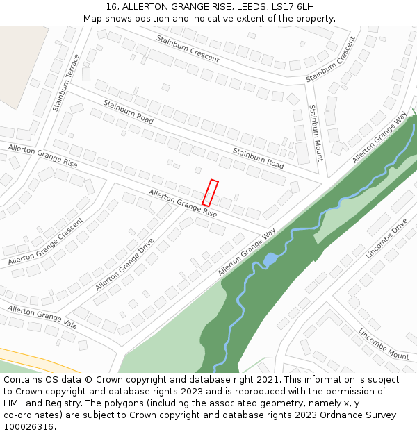 16, ALLERTON GRANGE RISE, LEEDS, LS17 6LH: Location map and indicative extent of plot