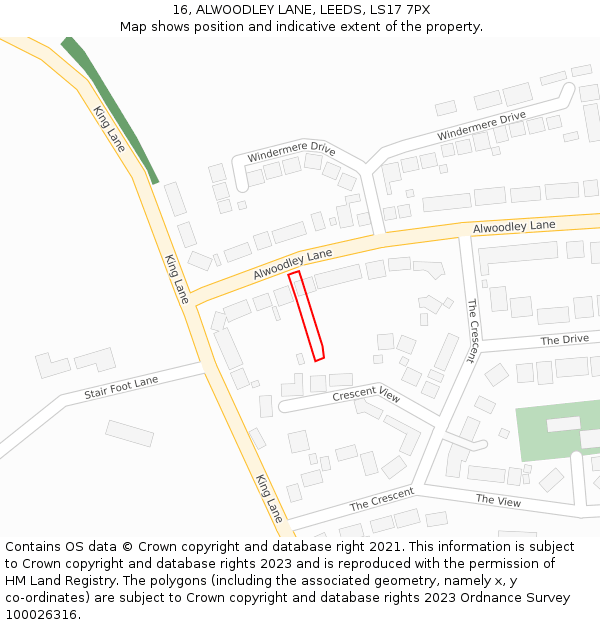 16, ALWOODLEY LANE, LEEDS, LS17 7PX: Location map and indicative extent of plot