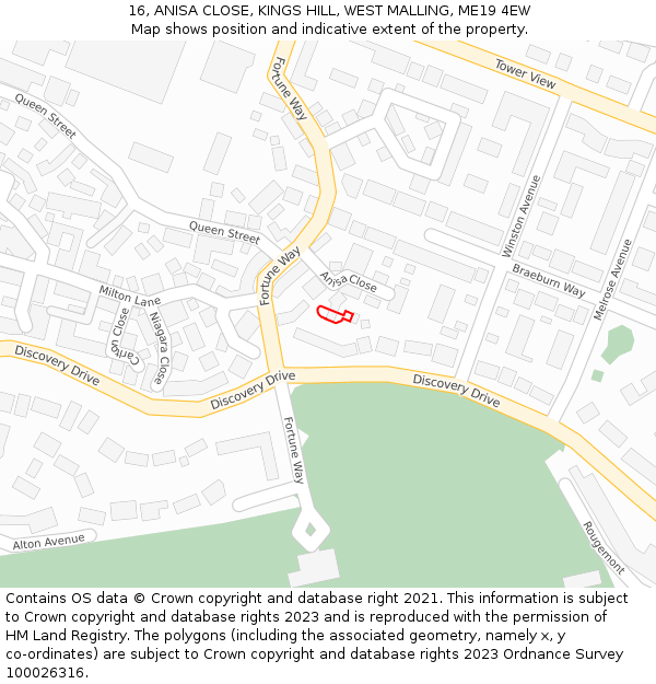 16, ANISA CLOSE, KINGS HILL, WEST MALLING, ME19 4EW: Location map and indicative extent of plot