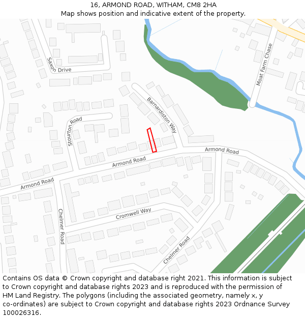 16, ARMOND ROAD, WITHAM, CM8 2HA: Location map and indicative extent of plot