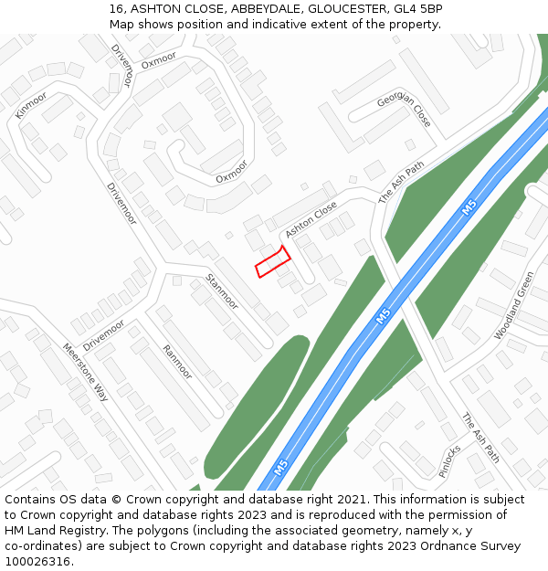 16, ASHTON CLOSE, ABBEYDALE, GLOUCESTER, GL4 5BP: Location map and indicative extent of plot