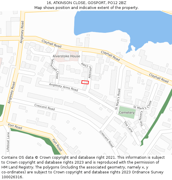 16, ATKINSON CLOSE, GOSPORT, PO12 2BZ: Location map and indicative extent of plot