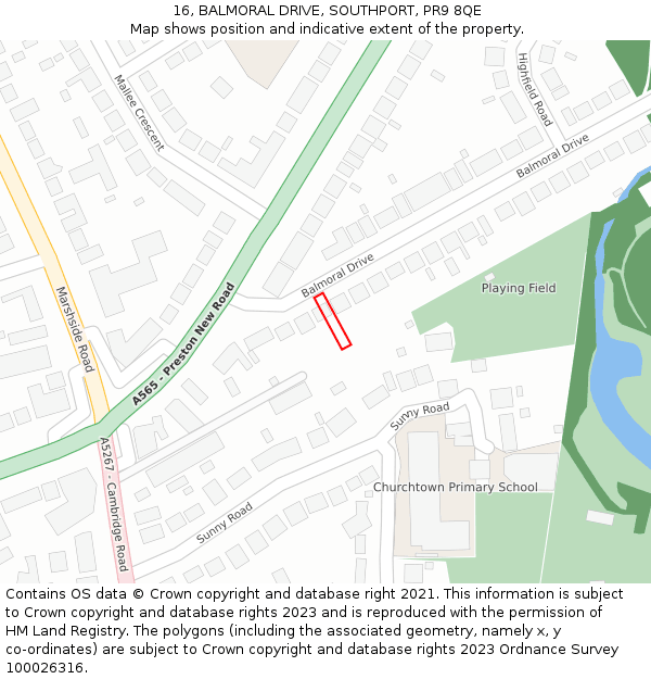 16, BALMORAL DRIVE, SOUTHPORT, PR9 8QE: Location map and indicative extent of plot