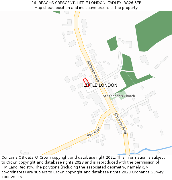 16, BEACHS CRESCENT, LITTLE LONDON, TADLEY, RG26 5ER: Location map and indicative extent of plot