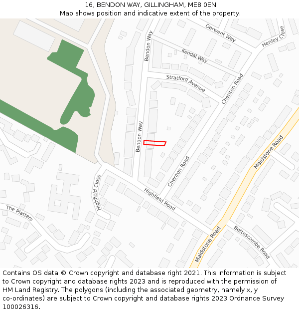 16, BENDON WAY, GILLINGHAM, ME8 0EN: Location map and indicative extent of plot