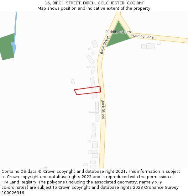 16, BIRCH STREET, BIRCH, COLCHESTER, CO2 0NF: Location map and indicative extent of plot