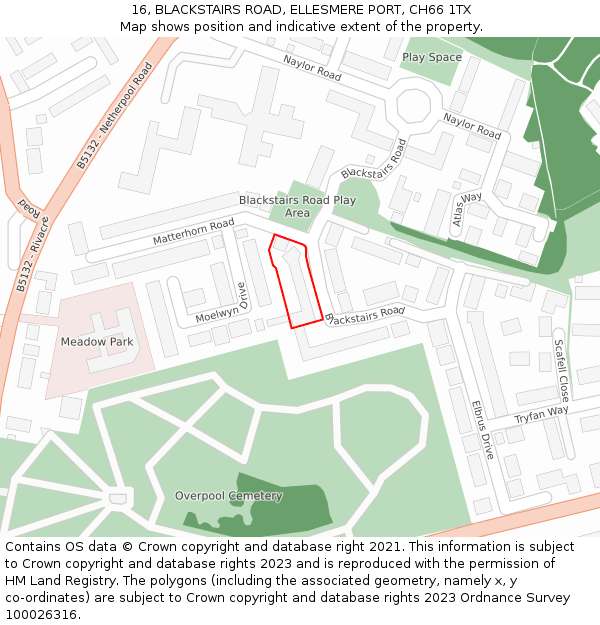 16, BLACKSTAIRS ROAD, ELLESMERE PORT, CH66 1TX: Location map and indicative extent of plot