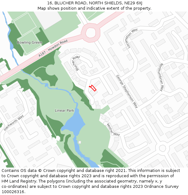 16, BLUCHER ROAD, NORTH SHIELDS, NE29 6XJ: Location map and indicative extent of plot