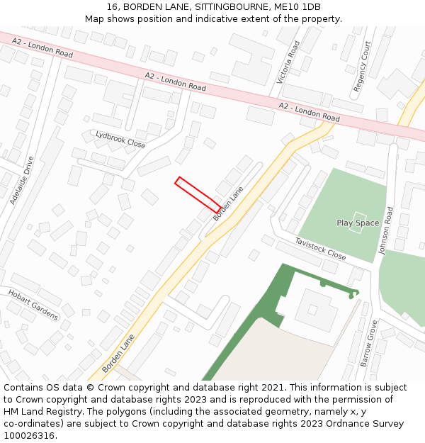 16, BORDEN LANE, SITTINGBOURNE, ME10 1DB: Location map and indicative extent of plot