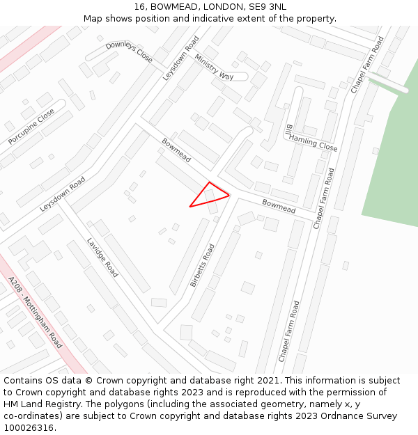 16, BOWMEAD, LONDON, SE9 3NL: Location map and indicative extent of plot