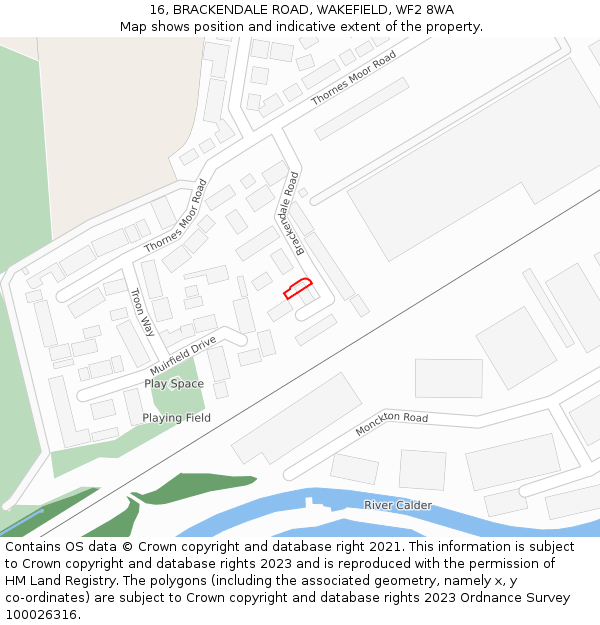 16, BRACKENDALE ROAD, WAKEFIELD, WF2 8WA: Location map and indicative extent of plot