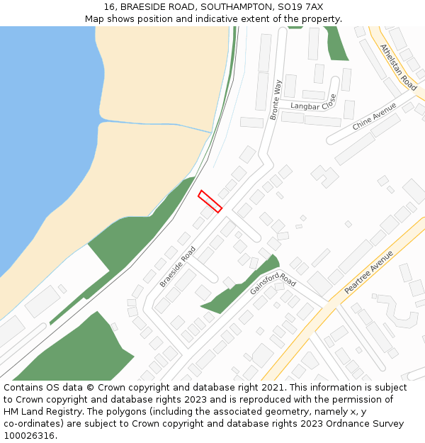 16, BRAESIDE ROAD, SOUTHAMPTON, SO19 7AX: Location map and indicative extent of plot