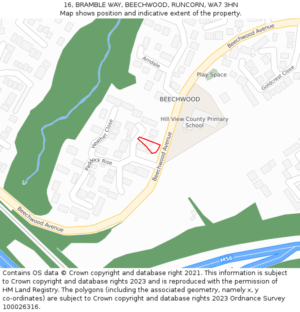 16, BRAMBLE WAY, BEECHWOOD, RUNCORN, WA7 3HN: Location map and indicative extent of plot