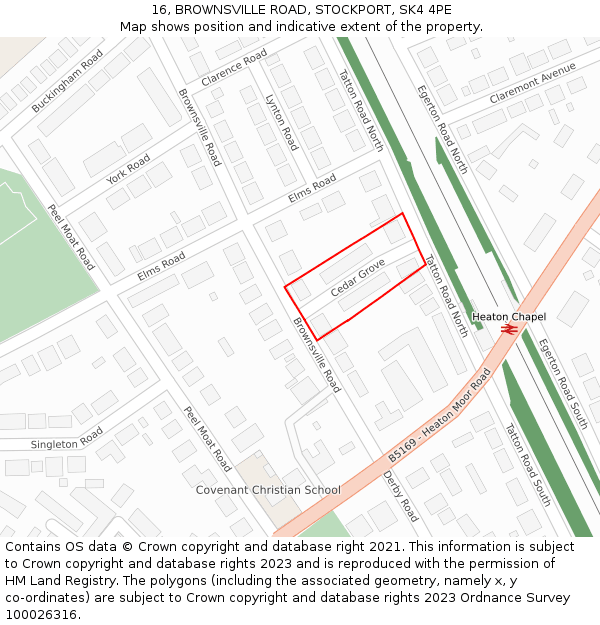 16, BROWNSVILLE ROAD, STOCKPORT, SK4 4PE: Location map and indicative extent of plot