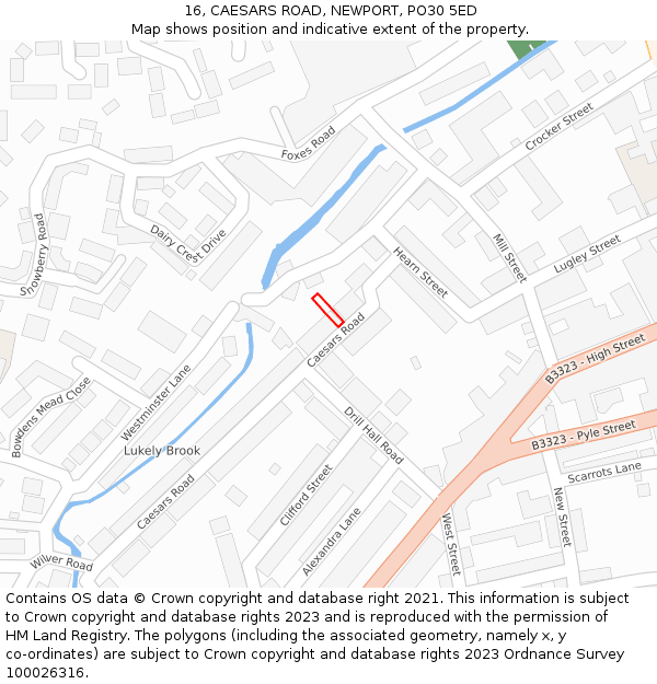 16, CAESARS ROAD, NEWPORT, PO30 5ED: Location map and indicative extent of plot