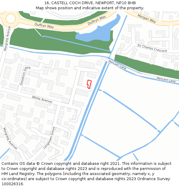 16, CASTELL COCH DRIVE, NEWPORT, NP10 8HB: Location map and indicative extent of plot