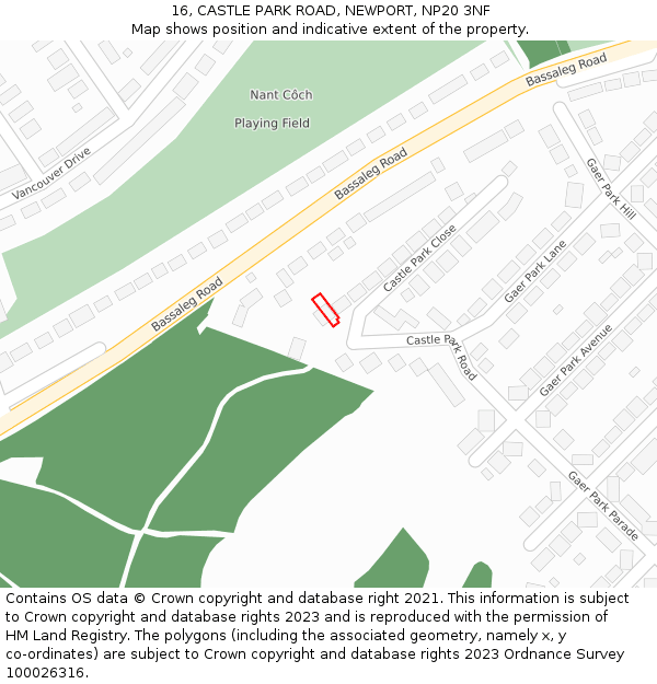 16, CASTLE PARK ROAD, NEWPORT, NP20 3NF: Location map and indicative extent of plot