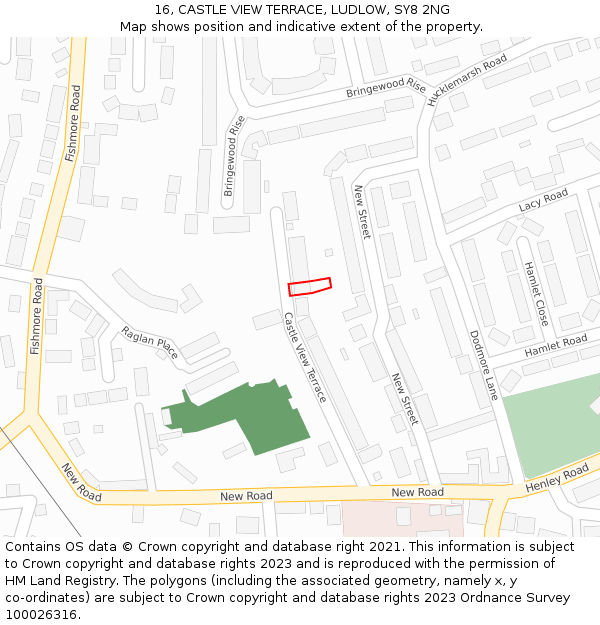 16, CASTLE VIEW TERRACE, LUDLOW, SY8 2NG: Location map and indicative extent of plot