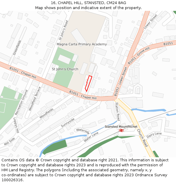 16, CHAPEL HILL, STANSTED, CM24 8AG: Location map and indicative extent of plot