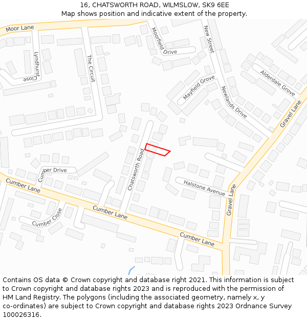 16, CHATSWORTH ROAD, WILMSLOW, SK9 6EE: Location map and indicative extent of plot