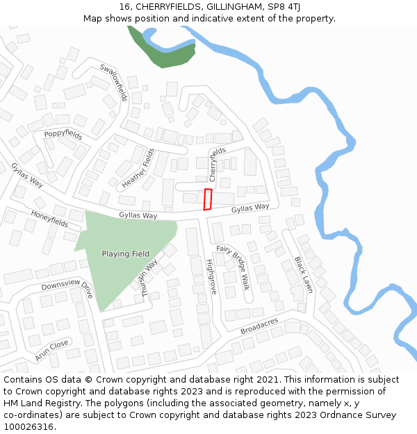16, CHERRYFIELDS, GILLINGHAM, SP8 4TJ: Location map and indicative extent of plot