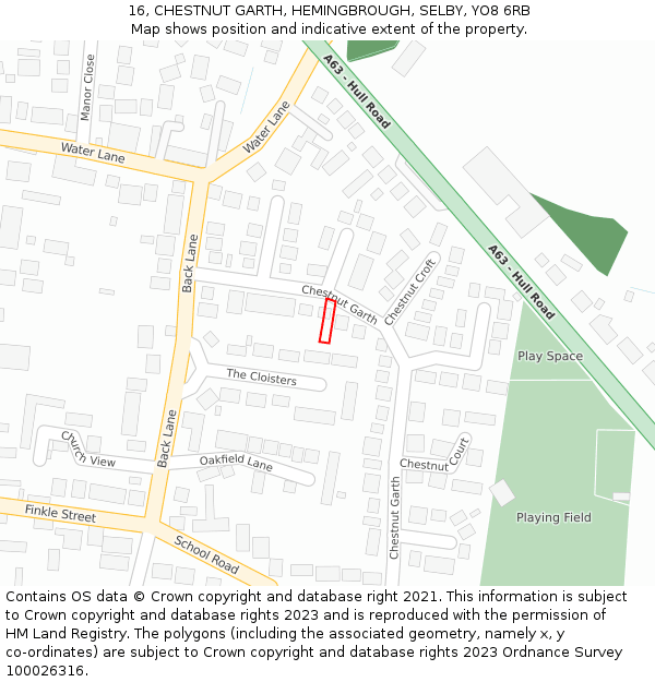 16, CHESTNUT GARTH, HEMINGBROUGH, SELBY, YO8 6RB: Location map and indicative extent of plot