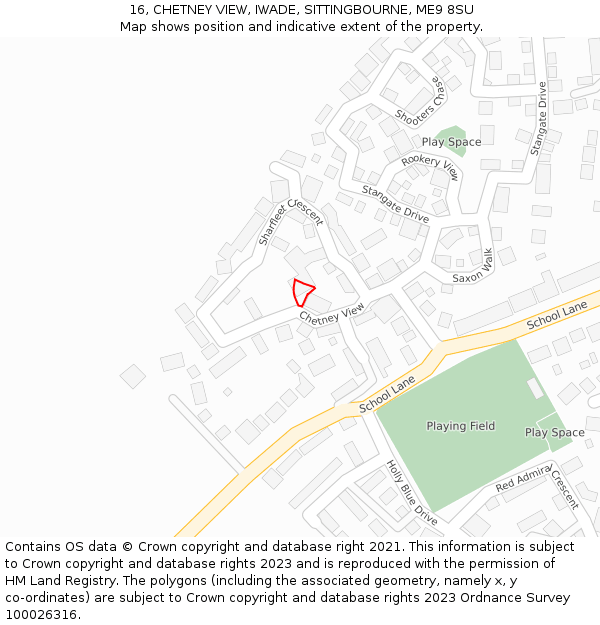 16, CHETNEY VIEW, IWADE, SITTINGBOURNE, ME9 8SU: Location map and indicative extent of plot