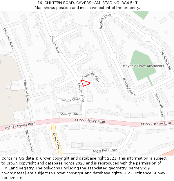 16, CHILTERN ROAD, CAVERSHAM, READING, RG4 5HT: Location map and indicative extent of plot