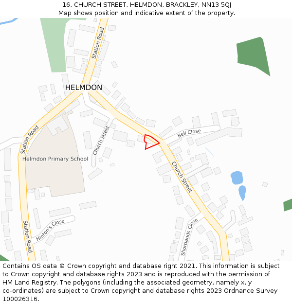 16, CHURCH STREET, HELMDON, BRACKLEY, NN13 5QJ: Location map and indicative extent of plot