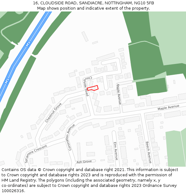 16, CLOUDSIDE ROAD, SANDIACRE, NOTTINGHAM, NG10 5FB: Location map and indicative extent of plot