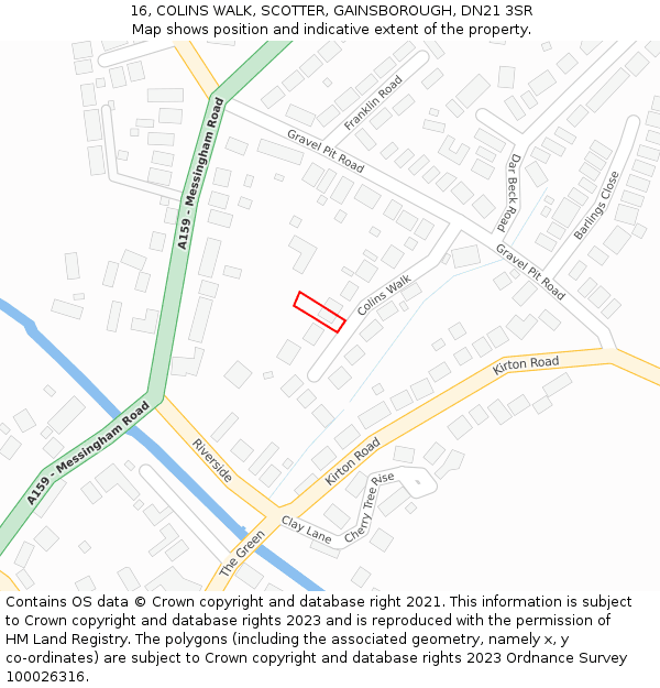 16, COLINS WALK, SCOTTER, GAINSBOROUGH, DN21 3SR: Location map and indicative extent of plot