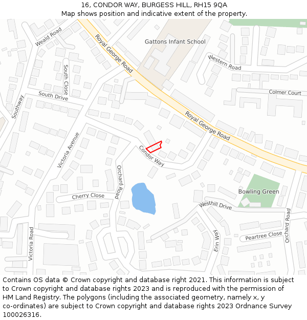 16, CONDOR WAY, BURGESS HILL, RH15 9QA: Location map and indicative extent of plot